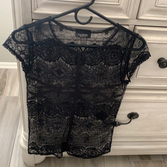 NOR Denmark black lace/crochet top size Xs - Picture 2 of 7